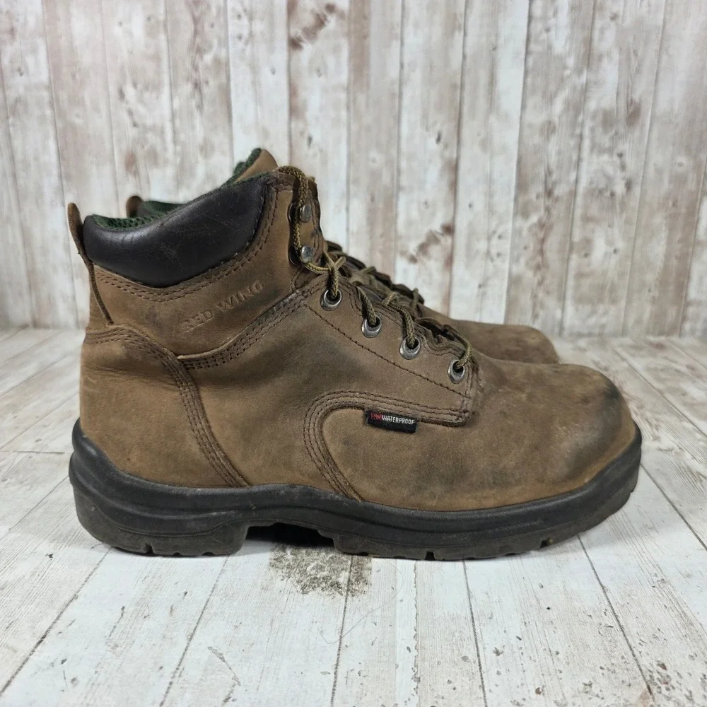 Red Wing 435 King Toe 6-Inch Waterproof Brown Leather Work Boots Mens 9 D EH‎